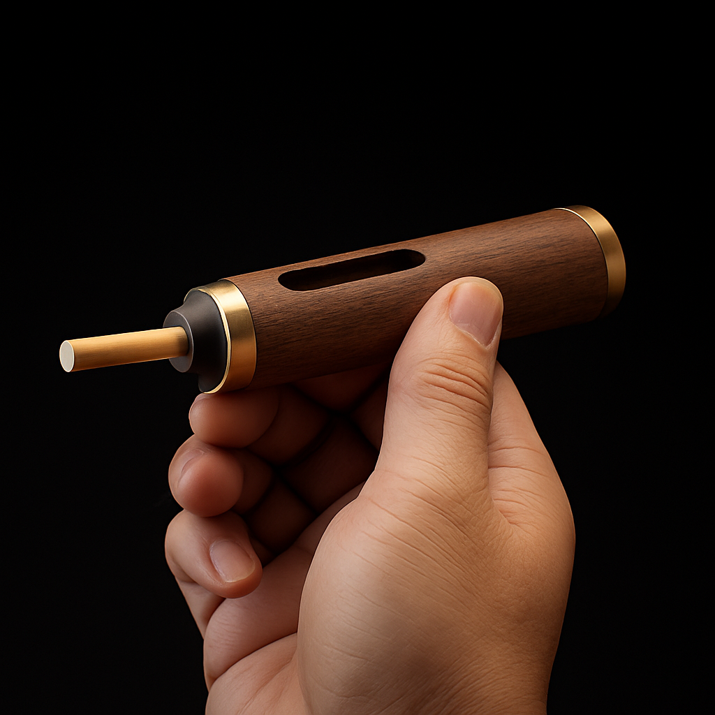 Walnut Wood Cigarette Holder with Mini Ashtray – Eco-Friendly & Stylish