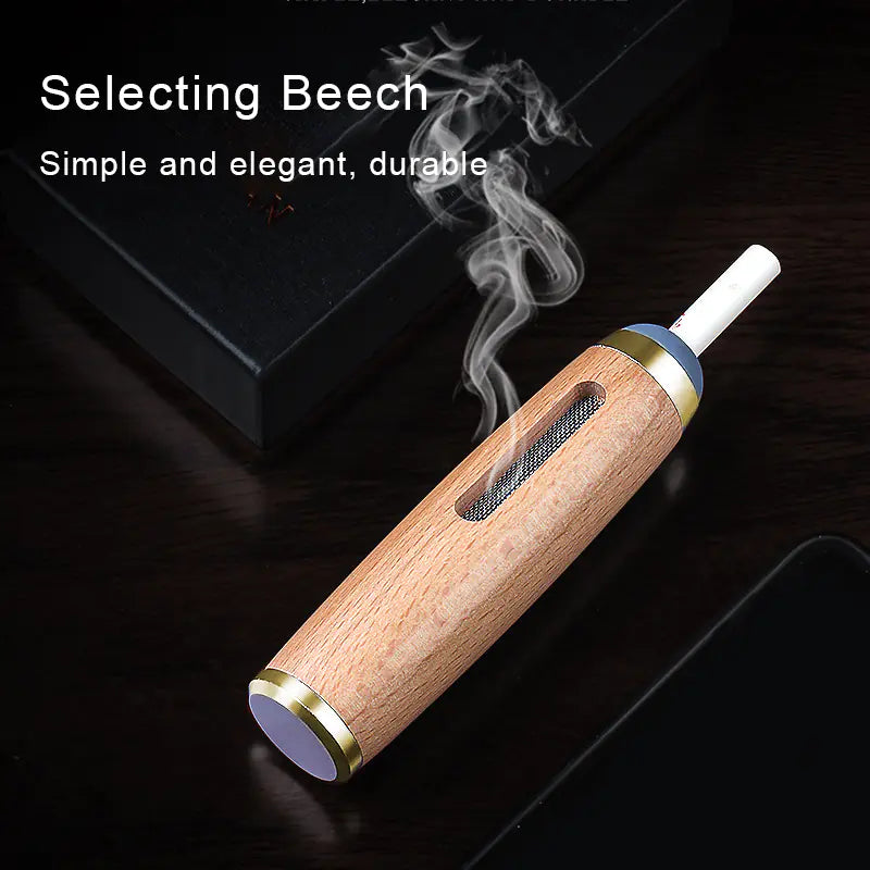Walnut Wood Cigarette Holder with Mini Ashtray – Eco-Friendly & Stylish