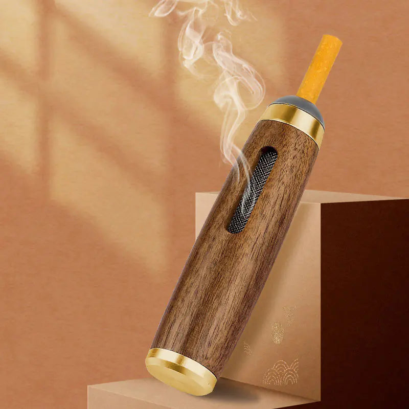 Walnut Wood Cigarette Holder with Mini Ashtray – Eco-Friendly & Stylish